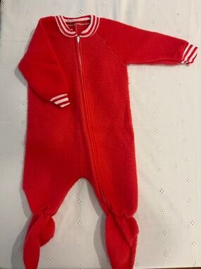 Vintage Red Fleece Footed Pajamas